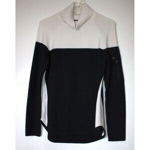 Talbots Women’s Medium Color Block Ribbed Turtleneck Sweater Black/Off White